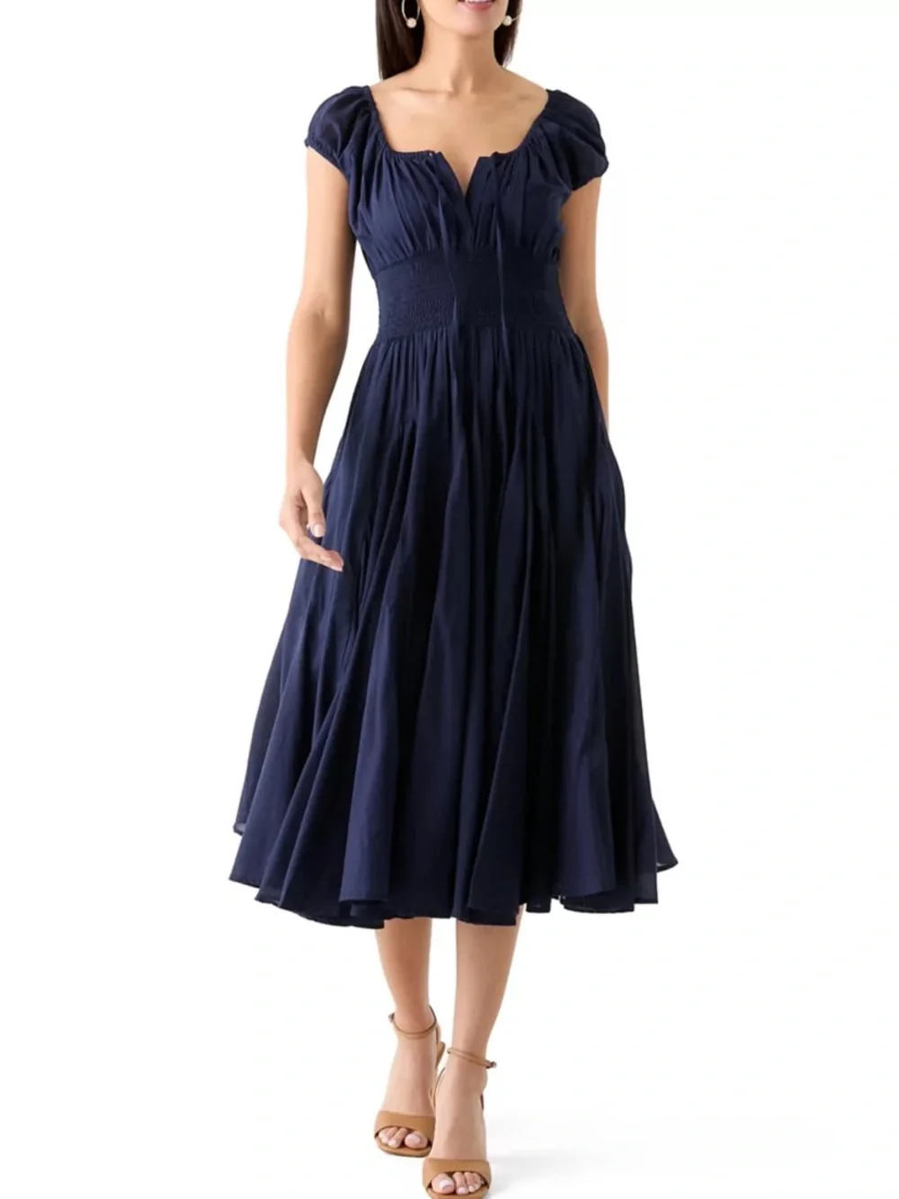 Philosophy Navy Blue Midi Dress with Cap Sleeves - Picture 3 of 3